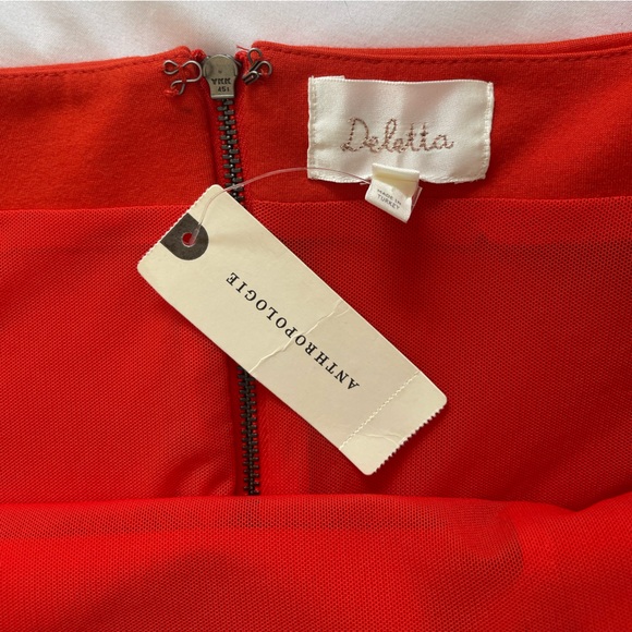 NWT Anthropologie | Deletta Ponte Off Shoulder Top Orange Cropped Women Large - Picture 6 of 7